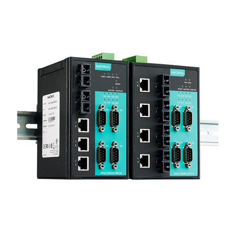 Moxa NPort S8455I-T | 4 RS-232/422/485 Ports, 5 10/100BaseT(X) Ports, 12-48 VDC, 2 kV Isolation, -40 to 75°C, Industrial Device Server