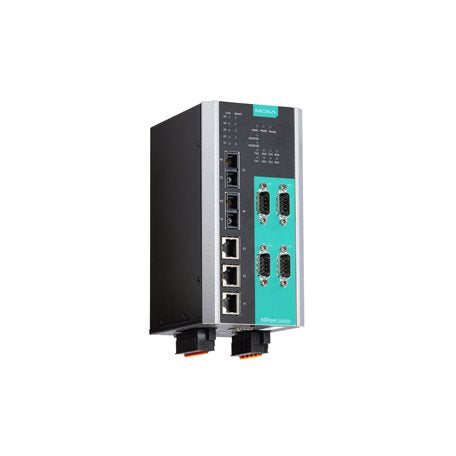 Moxa NPort S9450I-WV-T | 4-Port RS-232/422/485 Rugged Device Server, 5 10/100BaseT(X) Ports, 24/48 VDC, -40 to 85°C, Industrial Edge Connectivity