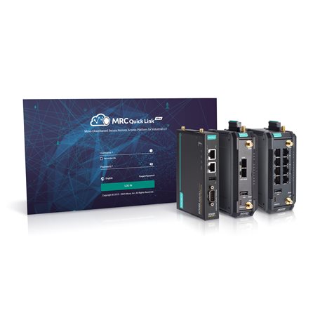 Moxa MRC-1002-T | Remote Connect Gateway with 2 Ethernet Ports, -40 to 75°C Operating Temp, Secure Remote Access
