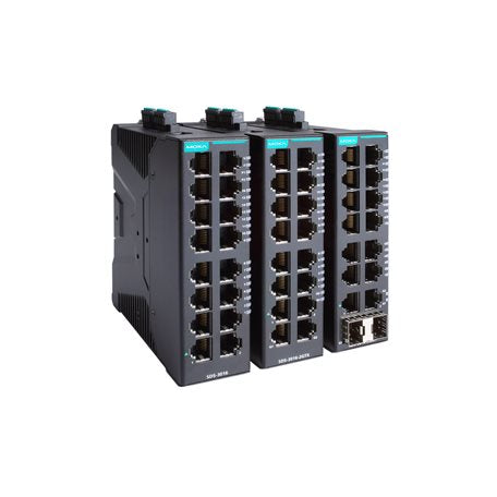 Moxa SDS-3016-2GTX-T Compact Industrial Smart Ethernet Switch With 14 10/100Baset(X) Ports, 2 10/100/1000Baset(X) Ports, Dual 12/24/48 Vdc Power Inputs, -40 To 75 C Operating Temperature