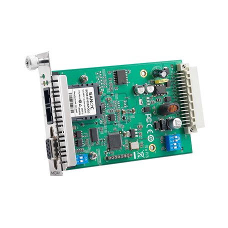 Moxa TCF-142-S-ST-RM | RS-232/422/485 to Single-Mode Fiber Converter, ST Connector, Slide-In Module for NRack System, TCF-142-RM Series