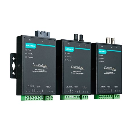 Moxa TCF-142-S-ST-T | RS-232/422/485 to Single-Mode Fiber Converter, ST Connector, Fiber Ring Support, -40 to 75°C, Industrial Grade