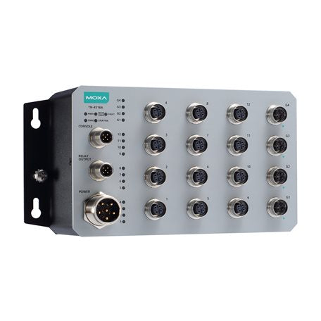 Moxa TN-4516A-4GTXBP-WV-T | Rugged Managed Switch, 12 Fast Ethernet, 4 GbE M12 Bypass, Dual 24–110VDC, -40 to 75°C