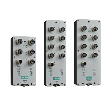 Moxa TN-5305A-WV-T | EN 50155 Unmanaged Ethernet Switch, 5 10/100BaseT(X) M12 Ports, Single Power Input, 24-110 VDC, -40 to 70°C