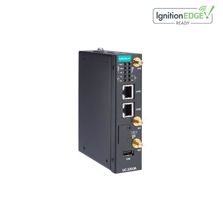 Moxa UC-2222A-T-EU | 2200A IoT Gateway, LTE Cat 4 (EU), 2 x Ethernet, 232/422/485, 2 x RS, UC
