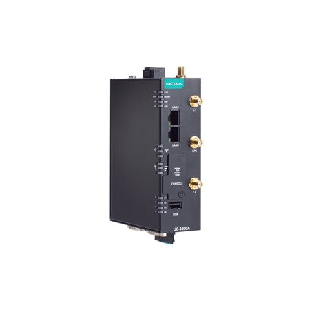 Moxa UC-3420A-T-LTE | Arm Cortex-A53 Quad-Core 64-Bit Industrial Computer, 2 Ethernet, 2 RS-232/422/485, USB 2.0, LTE, 9-48 VDC, TPM v2.0, -40 to 70Ã‚°C
