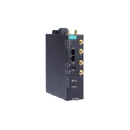 Moxa UC-4410A-T | Arm Cortex-A53 Quad-Core 1.6 GHz Industrial Computer, 2 Ethernet, 2 Serial, 1 CAN, 4 DI, 4 DO, -40 to 75°C, LTE/5G, Wi-Fi 6E