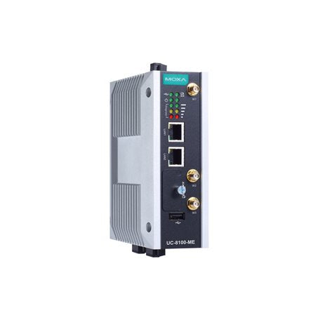 Moxa UC-8112-ME-T-LX1 Arm-Based Wireless-Enabled Din-Rail Industrial Computer With Wide Operating Temperature, 1Ghz Cpu, 1Gb Ram, 2 Serial Ports, 2 Ethernet Ports, 1 Mini Pcie Socket For Cellular, And Linux Pre-Installed