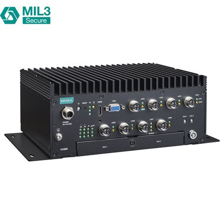 Moxa V3404-TL3-W-CT-T | V3404 Industrial Computer, 40 to 70°C, Core i3, 4 x GbE, 110 VDC, 24