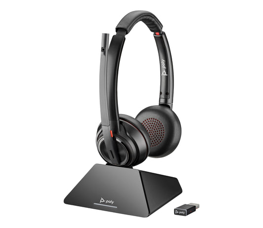 Poly 8D3F5AA | Savi S8220 DECT Headset, USB-A, Noise Cancelling, Long-Range