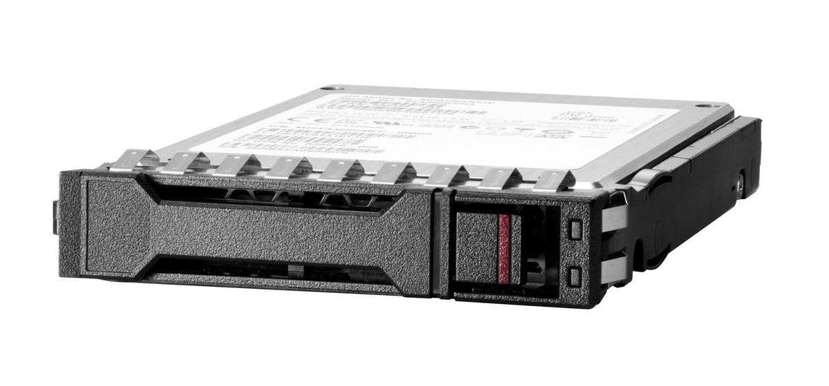 Black metal hard drive tray with red indicator light and textured grip for hpe pm893a 480gb sata 6g sff ssd 2.5in
