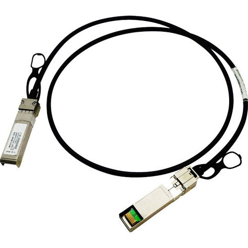 Black 1m juniper srx sfp 10ge dac cable with silver sfp plus connectors and green led indicator on one end