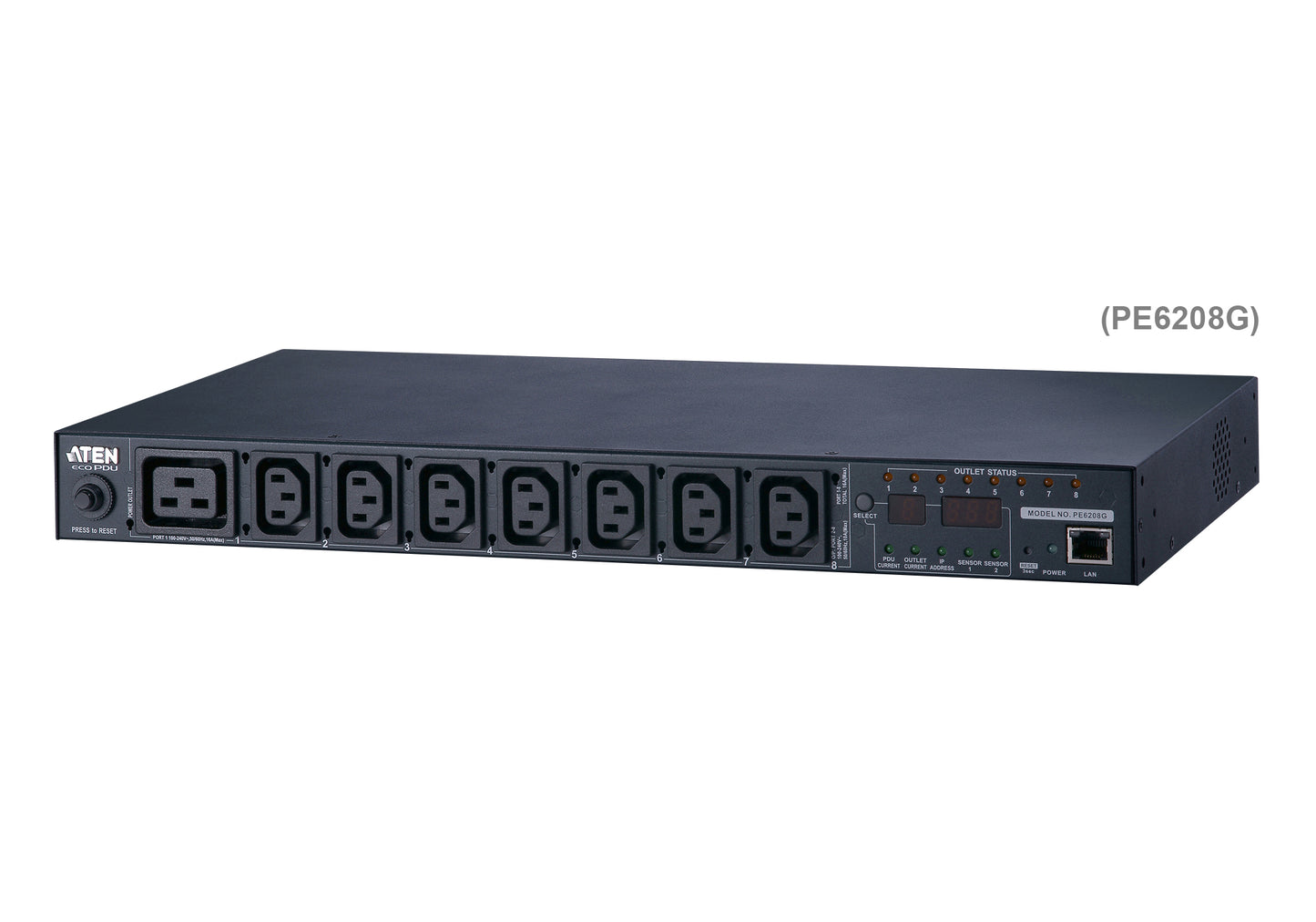 ATEN PE6208G-ATB-G | eco PDU Metered & Switched, 8 Outlets, 20A/16A, 1U