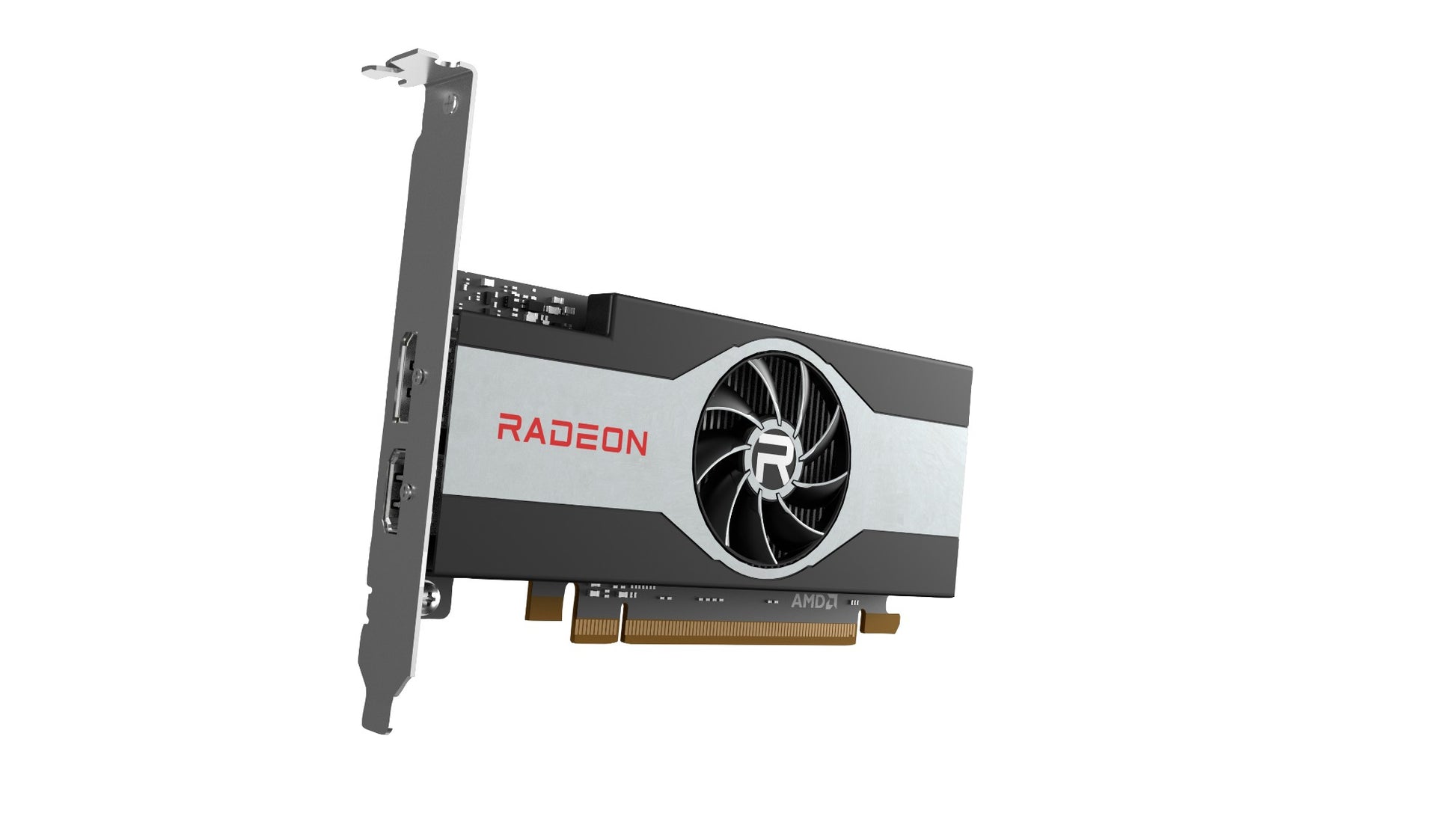 Hp 6q3u4aa radeon rx 6400 graphics card in black and silver with circular fan 4gb gddr6 pcie 4.0 ports