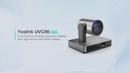 Yealink UVC86 | VCR20 Mount Kit, 4K Dual-Eye Intelligent Camera, USB Port, VCR20 Remote, 7m USB & Network Cables, Wall Mount, Power