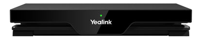 Black Yealink conference phone with glossy finish in ROOMCAST system