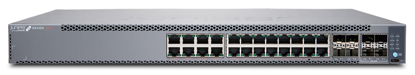 Juniper EX4100-24P | EX4100 Series 24 x 1GbE PoE+ Ports, 4x10G SFP+ Uplinks, 1U Switch