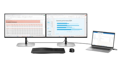 HP 9D9V7AA Series 5 Pro 23.8’’ FHD dual-monitor setup with thin bezels