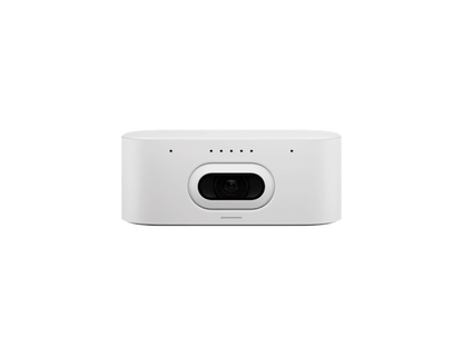 White rectangular Logitech 960-001809 Rally AI conference camera with central lens and five indicator lights off-white color