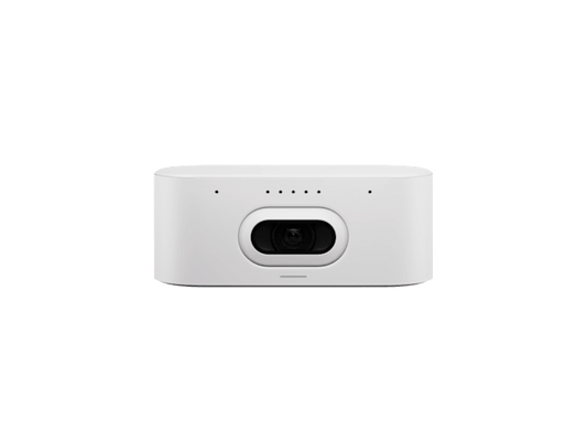 White rectangular Logitech 960-001809 Rally AI conference camera with central lens and five indicator lights off-white color