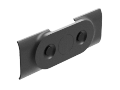 Back plate for Logitech Rally Bar Huddle with black plastic clip and two circular indentations