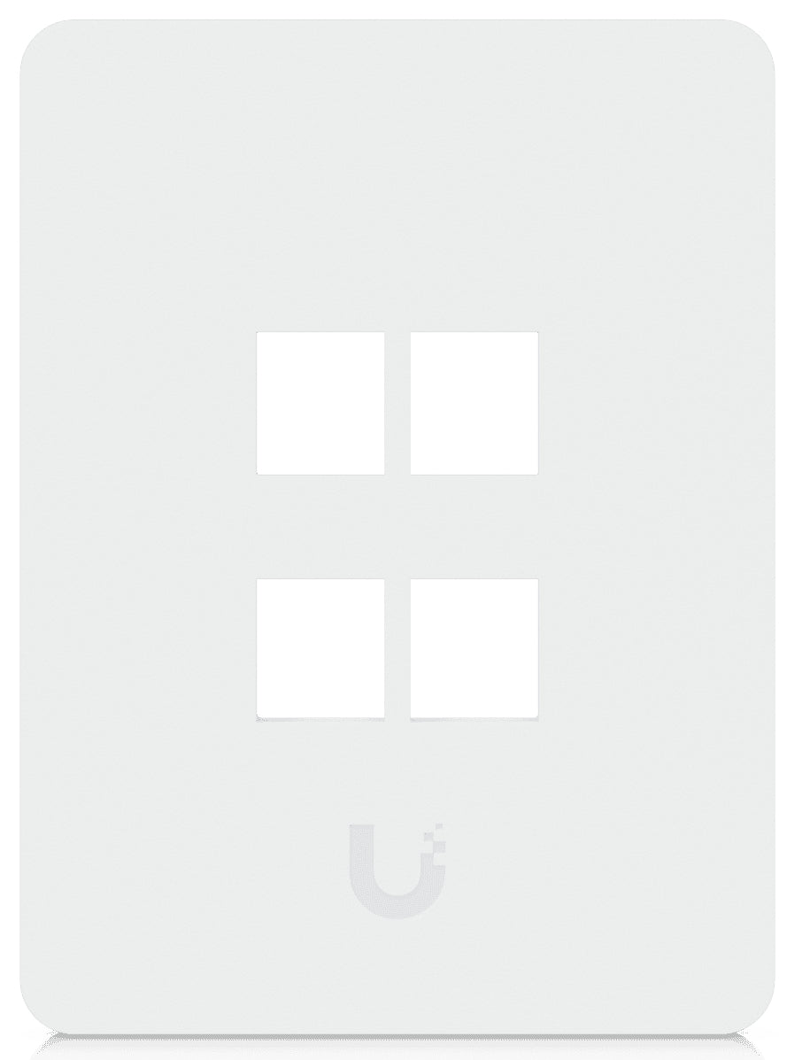 White rectangular uplink wireless router with four square ventilation slots and subtle logo for ubiquiti unifi use