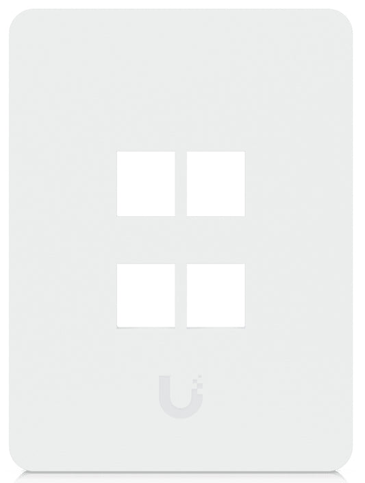 White rectangular uplink wireless router with four square ventilation slots and subtle logo for ubiquiti unifi use