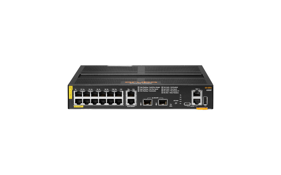 Aruba R8Q72A#ABG | CX 6200F 12G Class4 PoE 2G/2SFP+ 139W Managed L3 Switch, 12 x 1GbE PoE Ports, 2 x SFP+ Uplinks, 1U