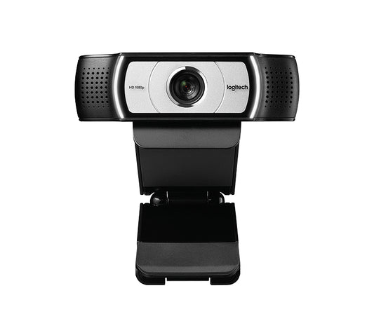 Black and silver logitech 960-001260 c930c hd 1080p business webcam with sleek modern design and dual mic