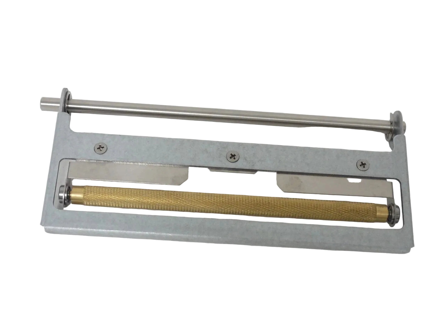 Honeywell 15-2974-01 silver knife sharpener with gold handle and adjustable guides