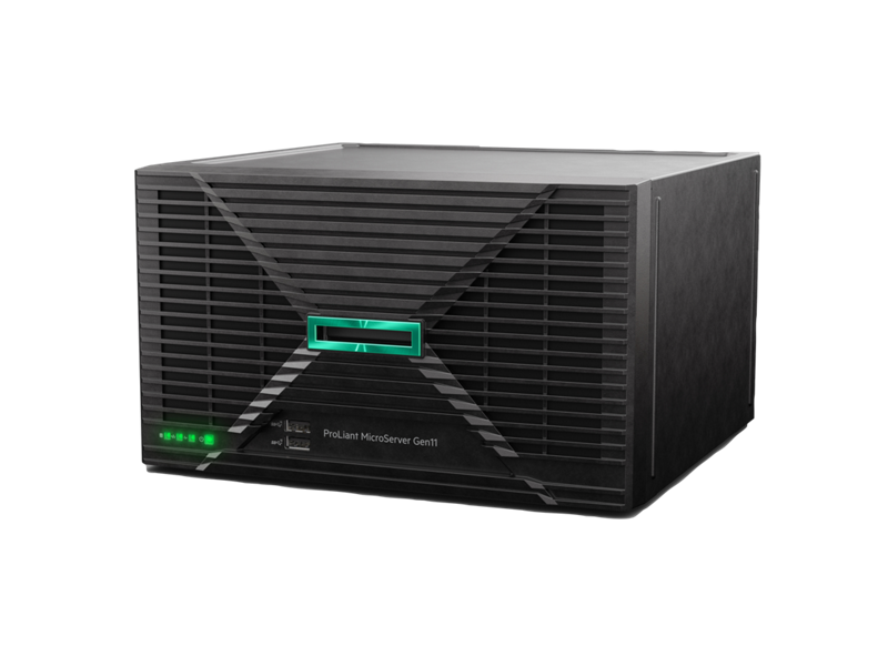 Black hp proliant microserver gen8 with green illuminated logo and ventilation slats for reliable data storage and processing