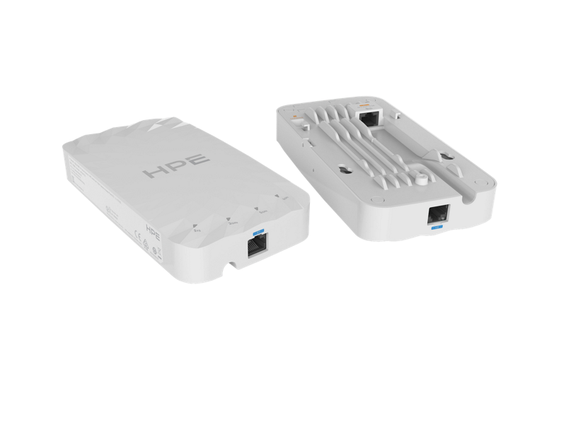 White hpe ethernet wall plate with two network ports for ap-721h wi-fi 7 hospitality access point model s6q67a