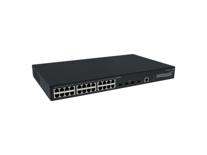 Black hpe s6x72a abg gigabit poe plus switch with 24 ethernet ports 420w power and 4 sfp slots in rectangular design