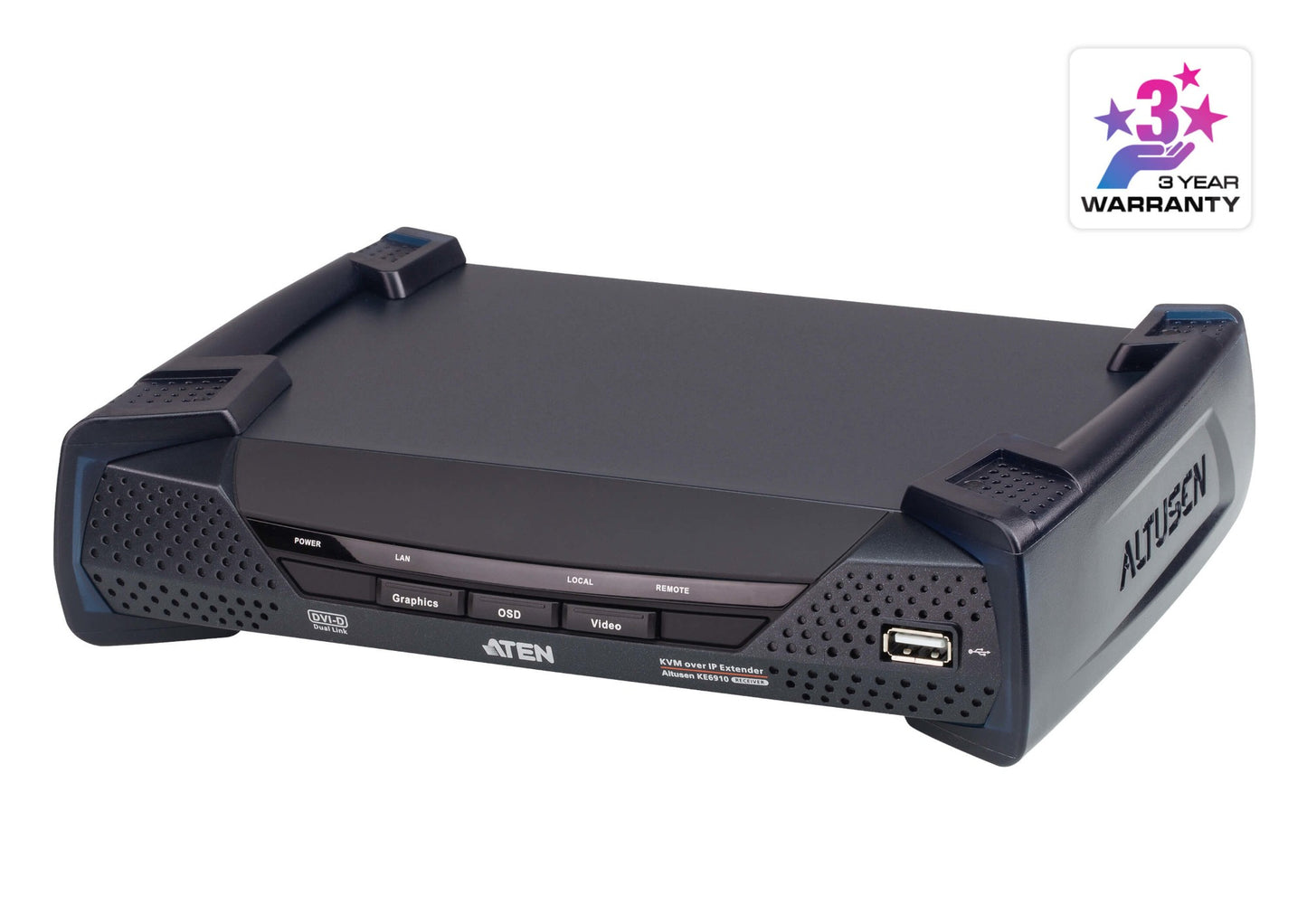 ATEN KE6910R-AX-U | KE6910R DVI Dual-Link KVM IP Receiver, 2560x1600@60Hz, USB, Audio