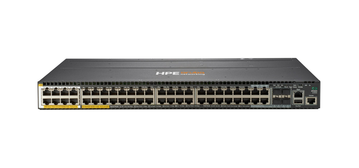 Aruba JL323A | 2930M L3 Managed Switch, 8 Smart Rate PoE+ Ports, 40G Uplink