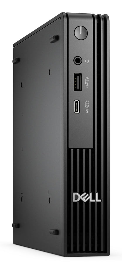 Black Dell Pro Micro QCM1250 PC with vertical slits and silver logo