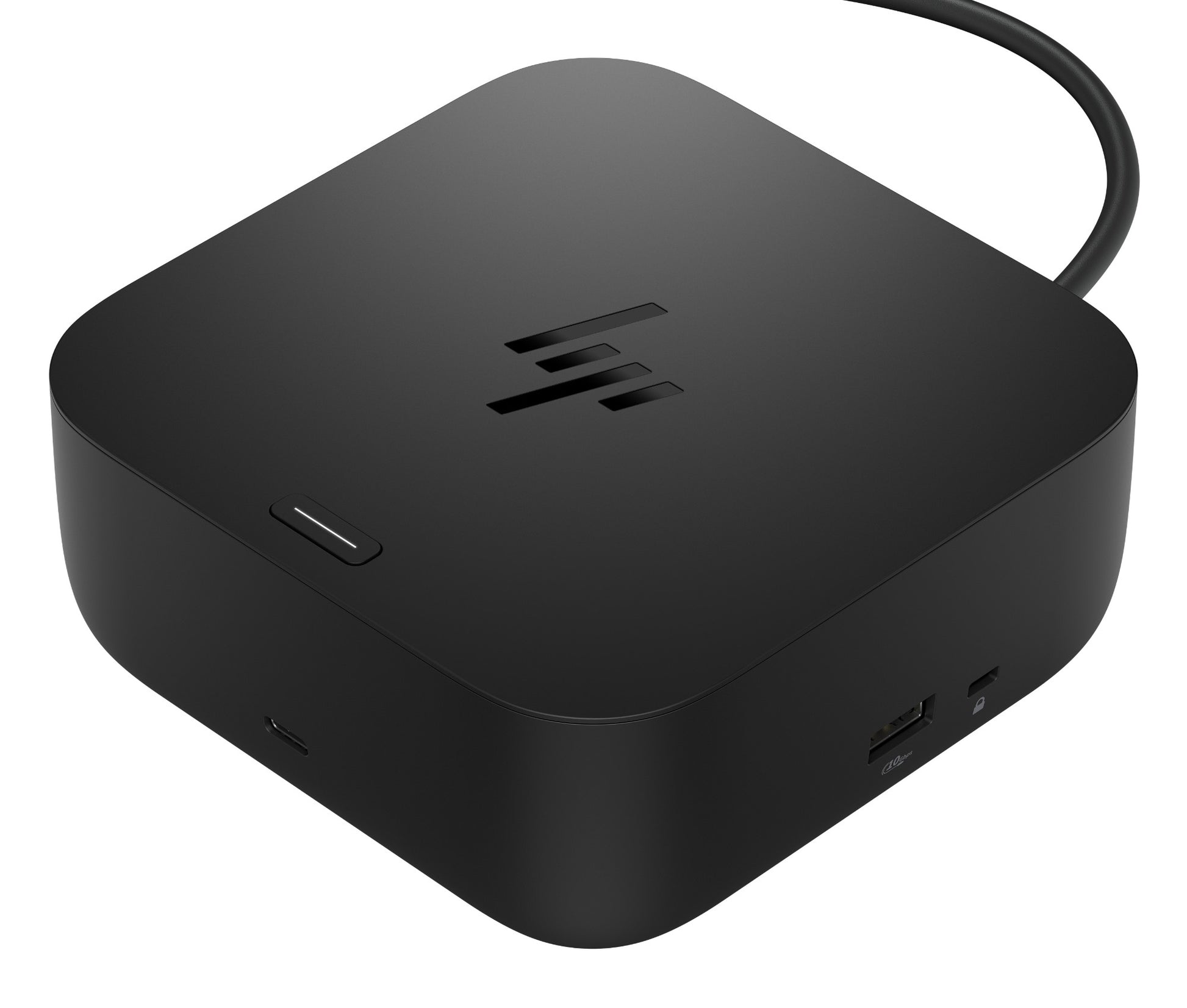 Black hp bs7s5aa usb-c 100w g6 docking station with rounded edges and multiple ports including HDMI and dp