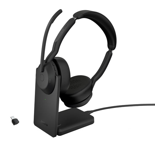 JABRA 25599-989-889 | Evolve2 55 UC Stereo Headset, Bluetooth, ANC, w/Charging Stand