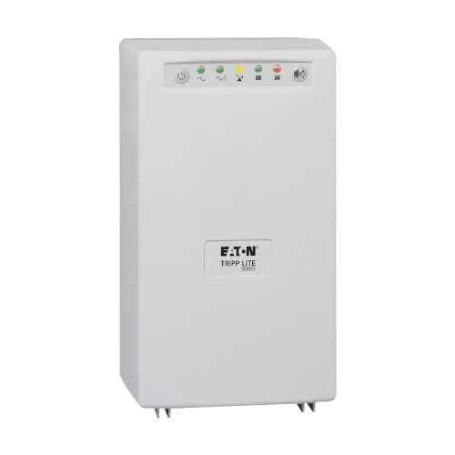 White Eaton Tripp Lite 503c surge protector with indicator lights shown on the back side of medical-grade UPS 230V 700VA unit