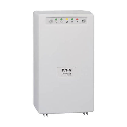 White Eaton Tripp Lite 503c surge protector with indicator lights shown on the back side of medical-grade UPS 230V 700VA unit
