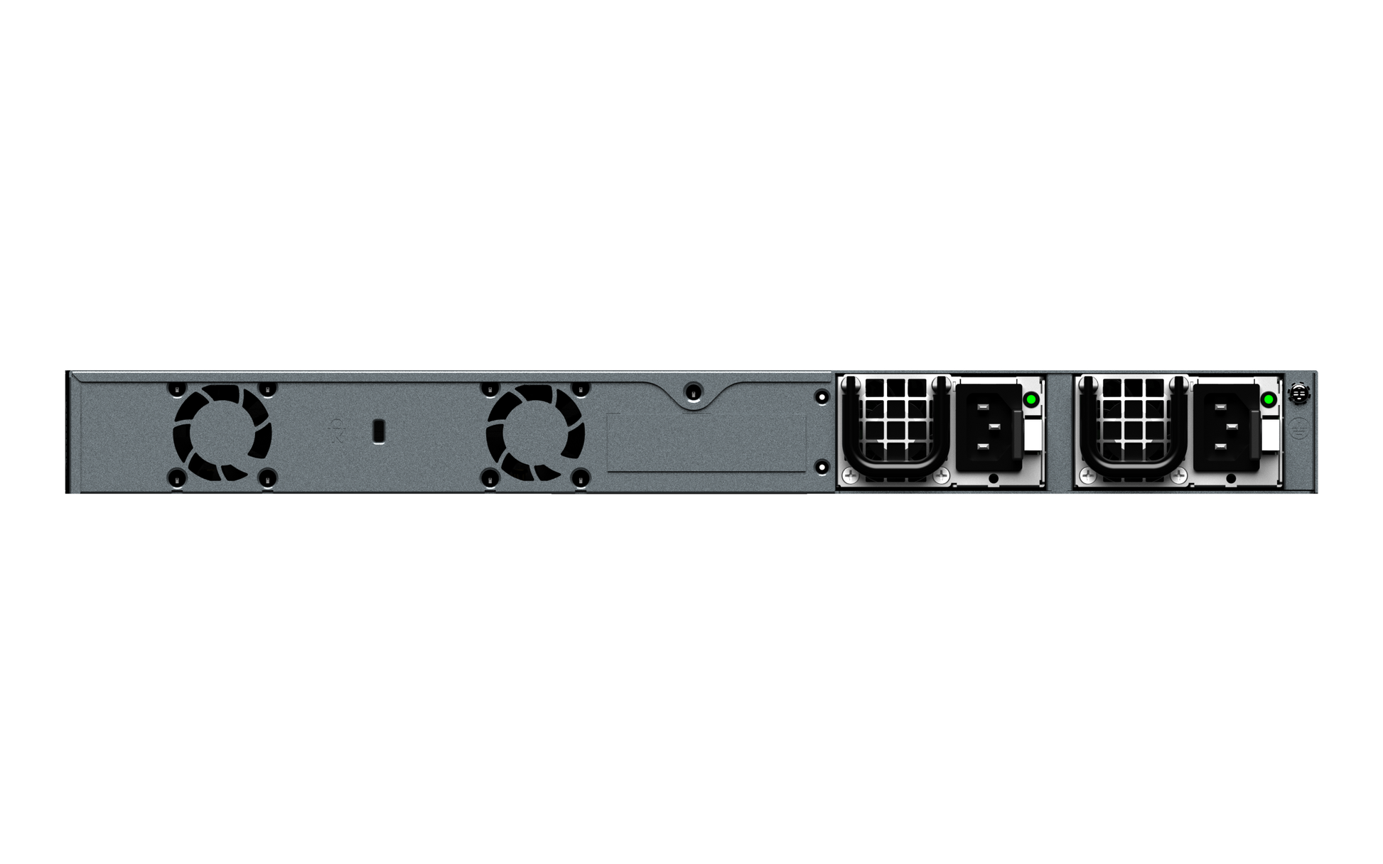 Back of Cambium cnMatrix EX3028R-P server rack with fans and power ports