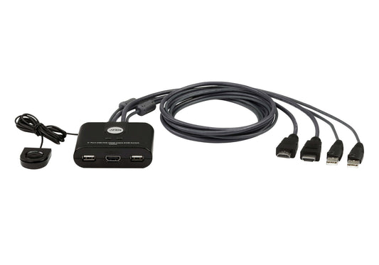 ATEN CS22HF-AT | CS22HF Cable KVM  2-Port HDMI USB, FHD 1080p, Remote Button