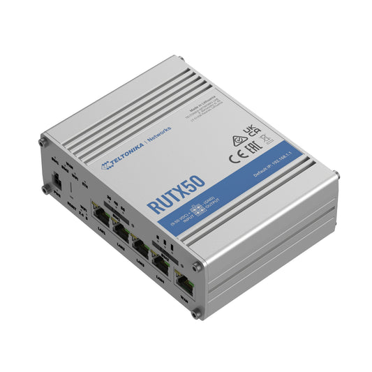 Teltonika RUTX50 | RUTX50 Series 5G Wireless Router, Gigabit Ethernet, Stainless Steel