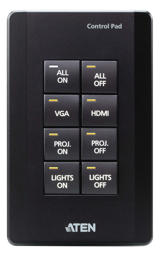 ATEN VK01001-AT | VK01001 8-Button Control Pad, 1-Gang US, 2 x RS-232, 2 x Relay, 1 x Digital I/O, Ethernet