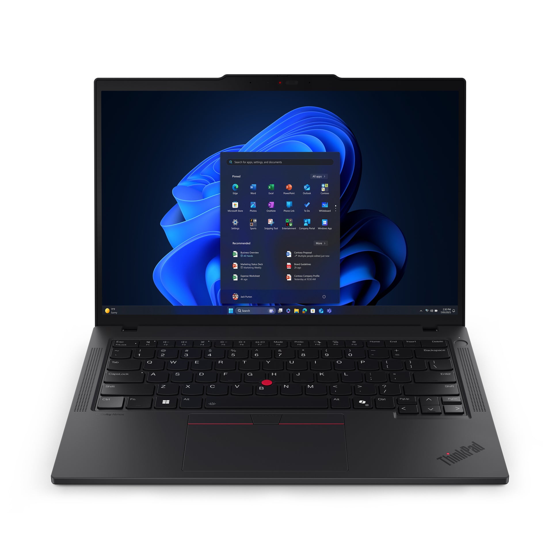 Black Lenovo ThinkPad X1 Carbon laptop with sleek minimalist design and red trackpoint nub in Lenovo ThinkPad T14 Gen 6 product