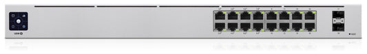 Ubiquiti UniFi USW-16-POE-AU silver switch with 16 GbE ports and USB