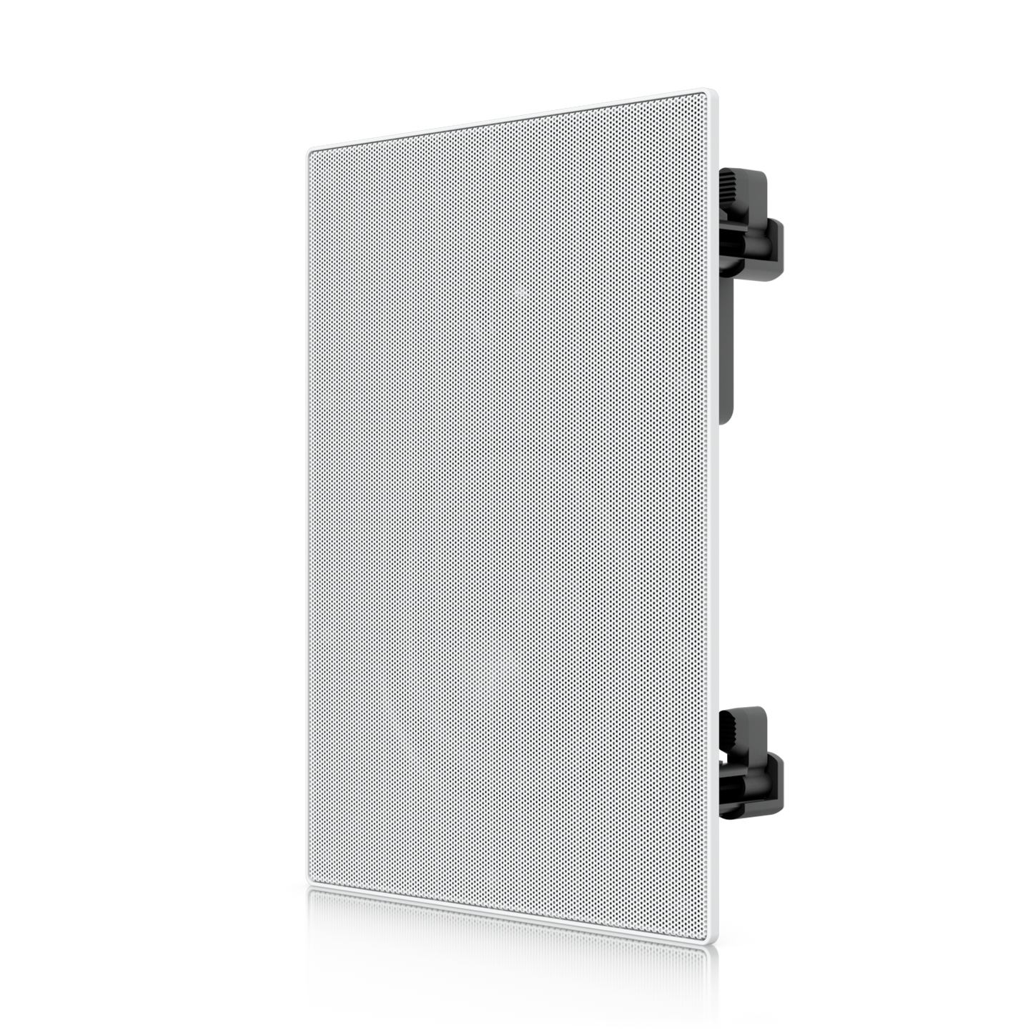 Ubiquiti UACC-IN-WALL-SPEAKER white rectangular in-wall speaker with perforated grille and black mounting hardware