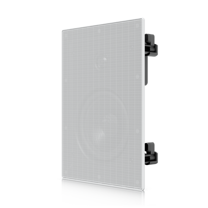 Ubiquiti UACC-IN-WALL-SPEAKER white rectangular in-wall speaker with perforated grille and black mounting hardware