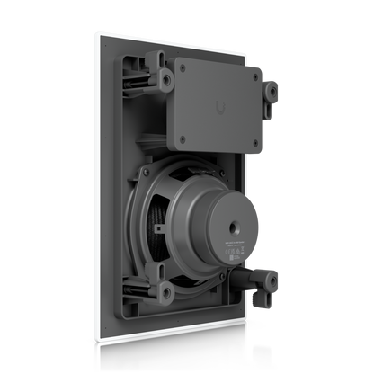 Gray rectangular unifi wall-mounted speaker with circular driver and mounting hardware 6.5 inch 130w 8 ohm