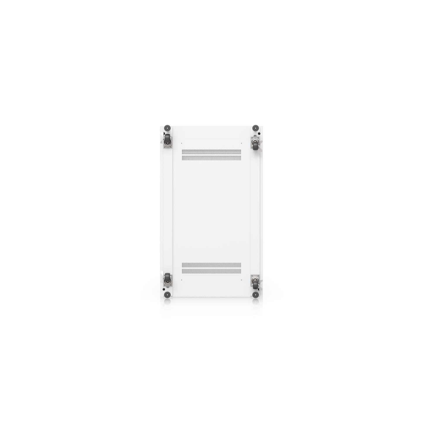 White ubquiti uacc rack 42u cabinet with black brackets perforated doors ventilation grilles and lockable casters
